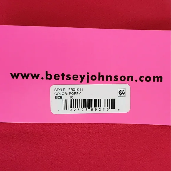 BETSEY JOHNSON Short Sleeve Fitted Ruffle Hem Fuchsia Dress--NWT--10 - Picture 10 of 12
